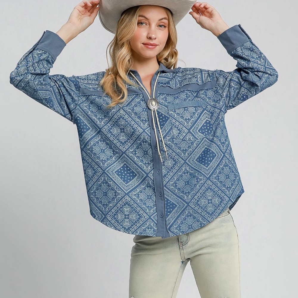 NWT Western Denim Shacket Shirt Jacket